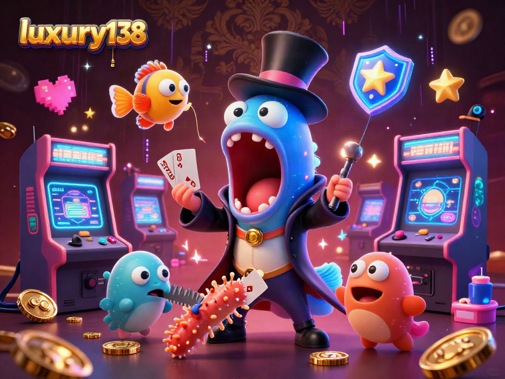 Experience the excitement of luxury138 with vibrant gaming scenes featuring a magician eel and unique sea creatures.